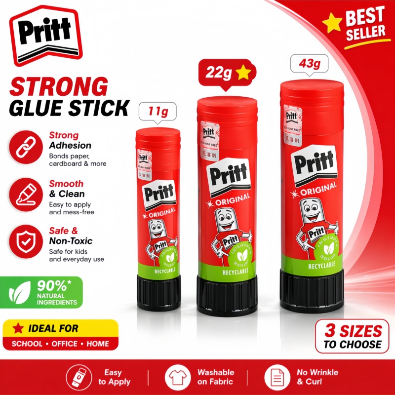 Art Craft For Toddlers - Клей-карандаш Pritt, нетоксичный, смываемый, безопасный для